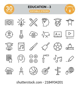 Education Icon Set. Editable Stroke.