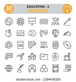 Education Icon Set. Editable Stroke.