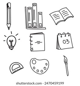 education icon set element doodle