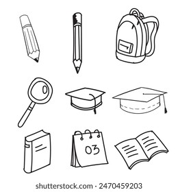 education icon set element doodle