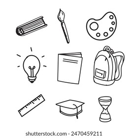Bildung Icon Set Element Doodle