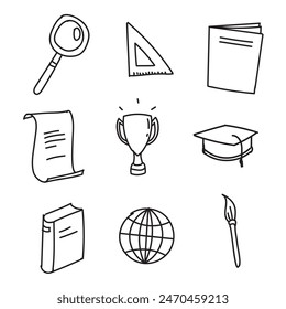 education icon set element doodle