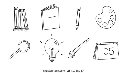 education icon set element doodle
