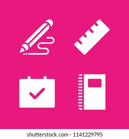 education icon set. With event, ruler and pencil  vector icons for graphic design and web