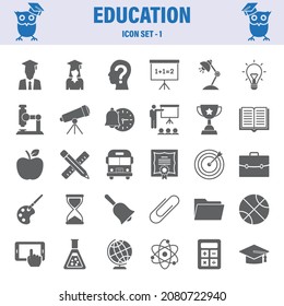 Education Icon Set. Flat design vector icon set.