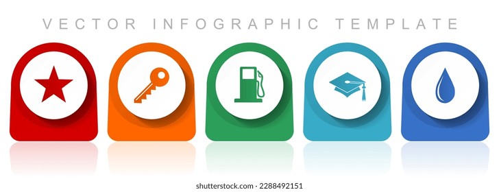 Bildungs-Icon-Set, flaches Design verschiedene bunte Symbole wie Stern, Schlüssel, Kraftstoff, Bildung und Wasser für Webdesign und mobile Anwendungen, Infografik-Vektorvorlage in EPS10