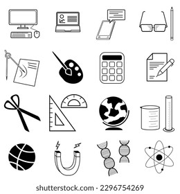 Icono de la educación fija el diseño plano de la educación y la escuela. Colección de logotipo y pictograma infográficos modernos.