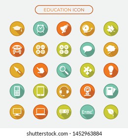education icon set with flat shadow v01
