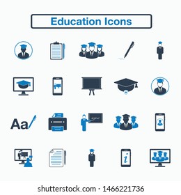 Education Icon Set. Flat style vector EPS.