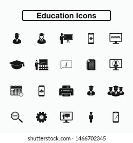 Education Icon Set. Flat style vector EPS.