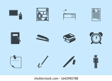 Education Icon Set.
Flat Style.