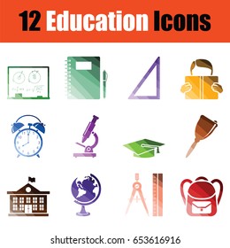 Education icon set. Gradient color design. Vector illustration.