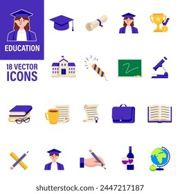 Education icon. Education icon set. Graduate icon set.