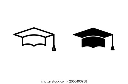 Education icon set. Graduation cap sign and symbol. Graduate. Students cap