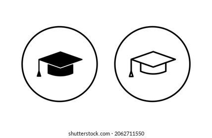 Education icon set. Graduation cap sign and symbol. Graduate. Students cap