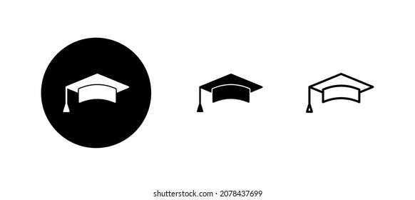 Education icon set. Graduation cap sign and symbol. Graduate. Students cap