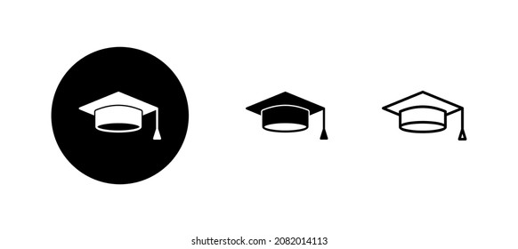 Juego de iconos de educación. Signo y símbolo del tapón de graduación. Graduado. Número de estudiantes