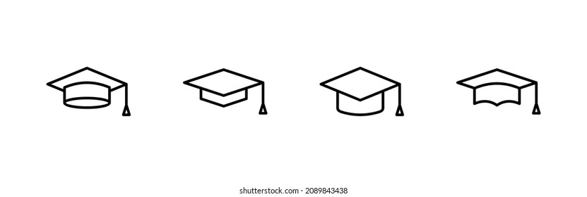 Education icon set. Graduation cap sign and symbol. Graduate. Students cap