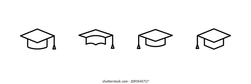 Education icon set. Graduation cap sign and symbol. Graduate. Students cap