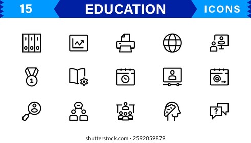 Education Icon Set. High Quality Vector Icons for Schools, Teachers, Learning, and Academic Institutions