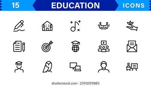 Education Icon Set. High Quality Vector Icons for Schools, Teachers, Learning, and Academic Institutions