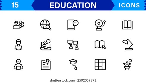 Education Icon Set. High Quality Vector Icons for Schools, Teachers, Learning, and Academic Institutions