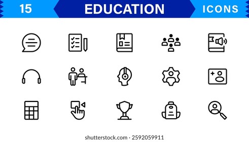 Education Icon Set. High Quality Vector Icons for Schools, Teachers, Learning, and Academic Institutions
