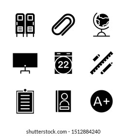 Education icon set include locker, safe, school, lockers, attach, tool, attachment, earth, globe, maps, geography, computer, monitor, screen, tv, calendar, date, schedule, eraser, pencil, ruler