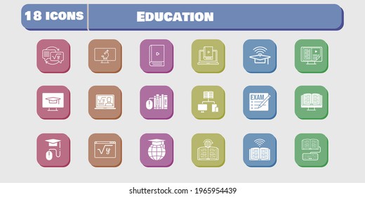 education icon set. included homework, learn, maths, book, learning, student-desktop, microscope, exam, professor, ebook icons on white background. linear, filled styles.
