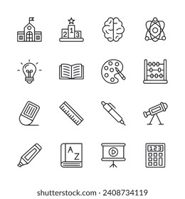 Education icon set isolated on white