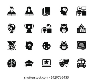 Education icon set isolated on white background