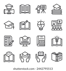 education icon set isolated on white