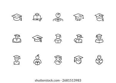 Conjunto de ícones Educação, Aprendizagem, Conhecimento, Conjunto de ícones Escola