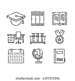 Education icon set line