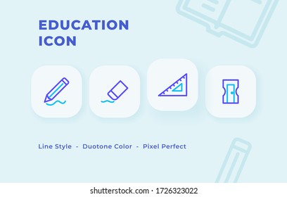 Education icon set with line style duo tone color modern flat vector illustration
