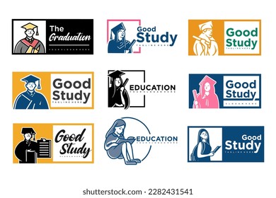 Education icon set logo design vector