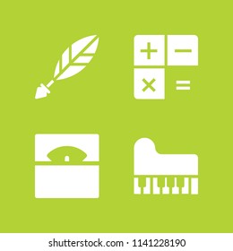 education icon set. With measuring, quill and calculator  vector icons for graphic design and web