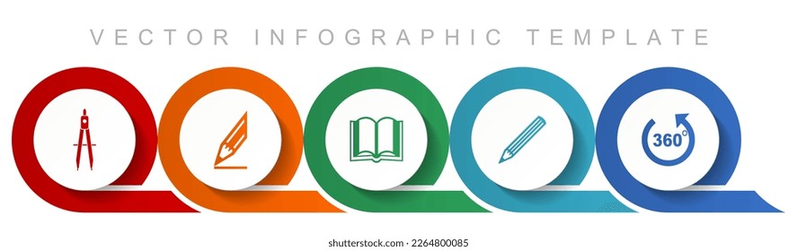 Education icon set, miscellaneous icons such as calippers, pencil, book and 360 degree for webdesign and mobile applications, flat design infographic vector template in eps 10