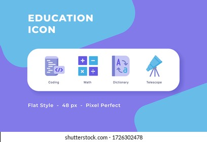 Education icon set with modern flat style vector illustration.