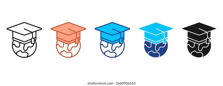 Conjunto de ícones de formação educacional - Coleção de estilos múltiplos