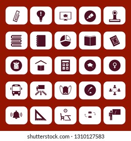 education icon set with notebook, ruler and school bus vector illustration