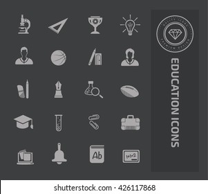 Education icon set on clean background,vector