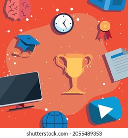 Icono de educación activado en rojo