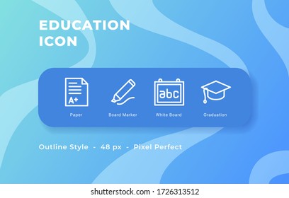 Icono de educación establecido con el estilo de línea de salida ilustración vectorial moderna.