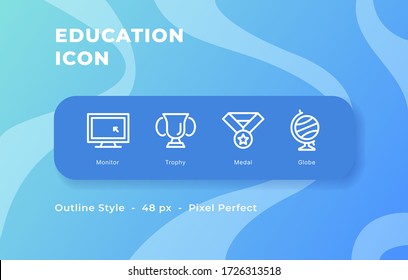 Education icon set with out line style modern vector illustration.
