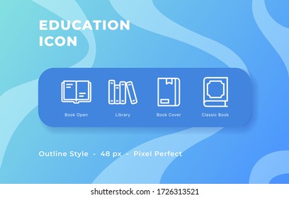 Education icon set with out line style modern vector illustration.