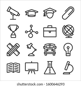 Education icon set, outline style