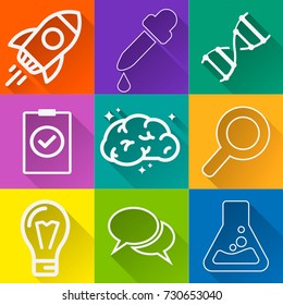 Education icon set, outline style With a long shadow