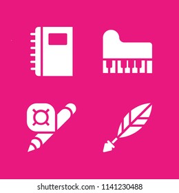 education icon set. With pencil, quill and notebook  vector icons for graphic design and web