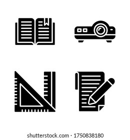 Education icon set = read book, projector, measurement, file edit